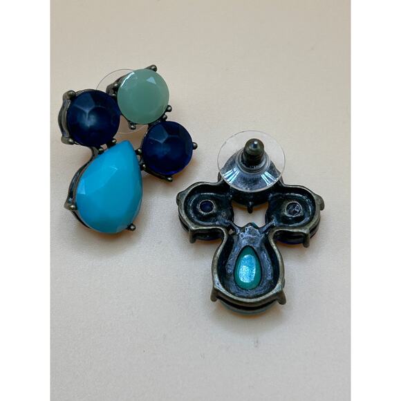 Plunder Statement Necklace and Earring Set Blue Green Red Crystal Accent - Picture 3 of 8